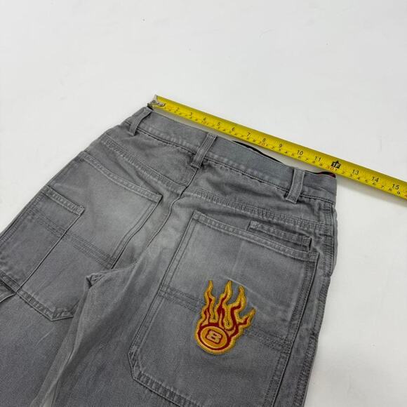 Vintage y2k faded grey embroidered baggy wide leg grunge jeans - Picture 5 of 6